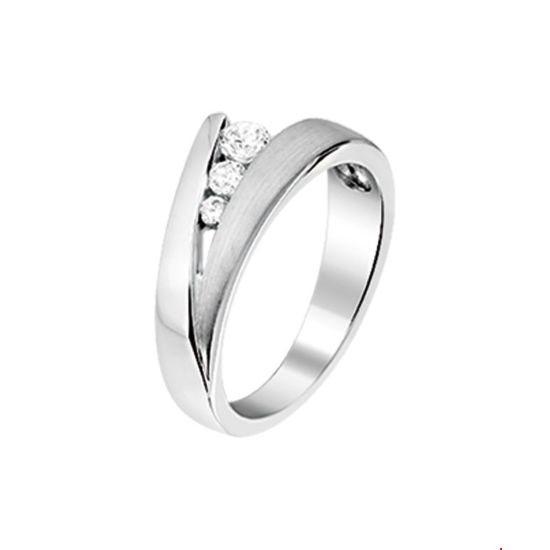 Zilveren zirkonia ring mat/glans maat 20