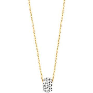 Gouden collier bicolor zirkonia 3064BZI 