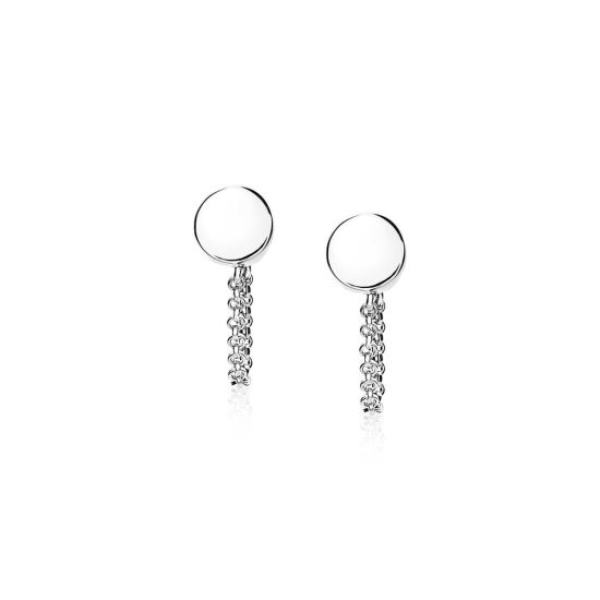 Zilveren oorstekers met ketting rond ZIO1687