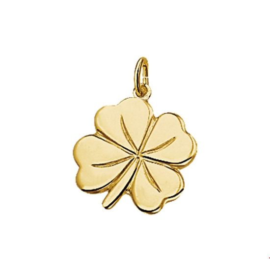 Gouden hanger klavertje 14x18mm 4005606