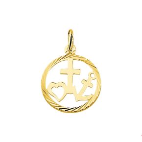 Gouden hanger geloof,hoop en liefde 17mm 4005596
