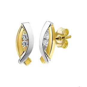 Gouden oorstekers bicolor zirkonia 4207233