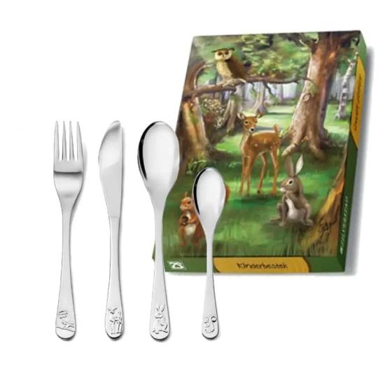 4-delig kindercouvert staal bosdieren 6829030