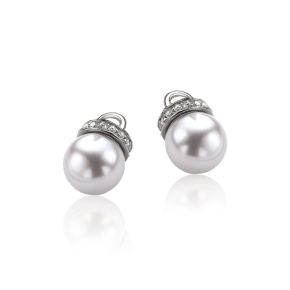 Zilveren oorbelbedels im parel grijs zirkonia ZICH459G