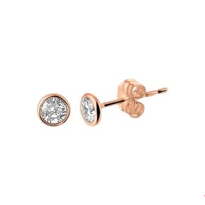 Roodgouden oorstekers zirkonia 4mm 4400929