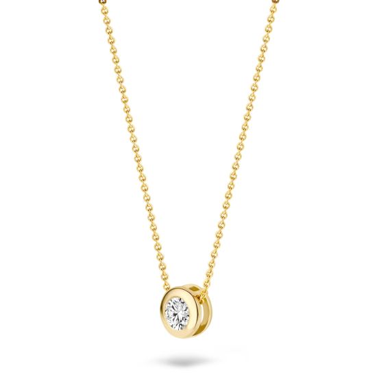 Gouden collier gladom zirkonia 3052YZI