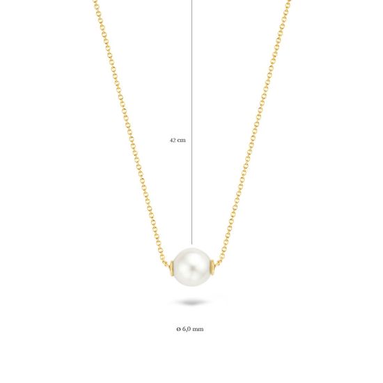 Gouden collier imitatie parel 3076YPW