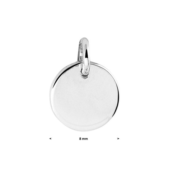 Zilveren hanger rond plaatje 8mm 1330154