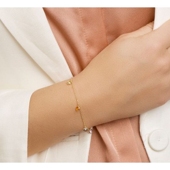 Gouden amband natuurlijke kleurstenen 16,5-18,5 4021648