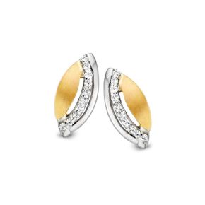 Gouden oorstekers bicolor met zirkonia OB426419