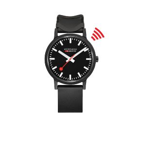 Mondaine horloge heren zwart/rubber MS1.4112.RB