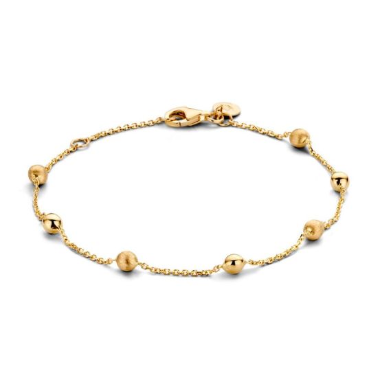 Gouden armband m/gl bolletjes AM106895