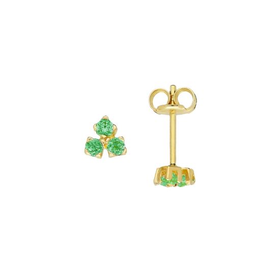 Gouden oorstekers met smaragd groen JKE20.013