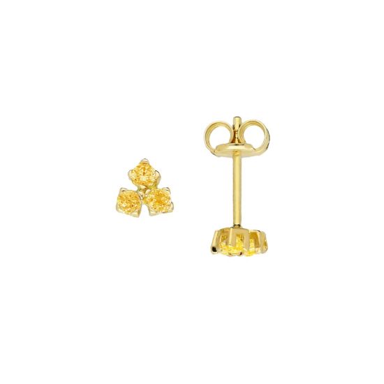 Gouden oorstekers met citrien geel JKE20.016