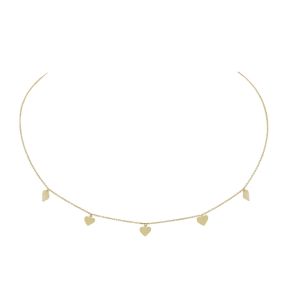 Gouden collier 5 hartjes JKN20023