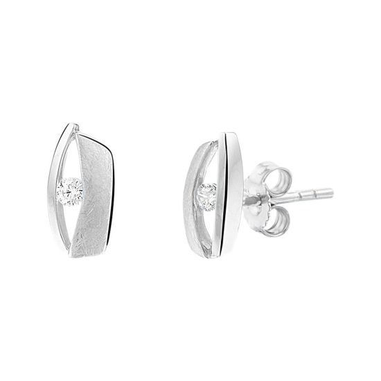 Zilveren oorstekers mat/glans met zirkonia 1332880