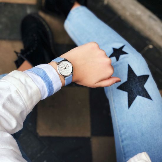 Olympic horloge dames staal/leer blauw OL67DSL002