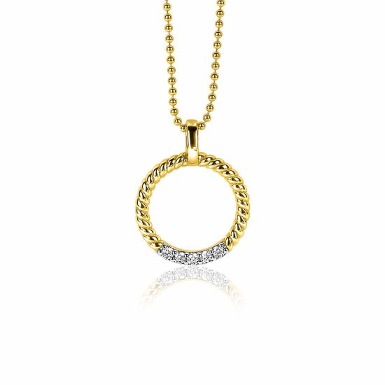 Zilveren hanger geel verguld zirkonia ZIH2128Y