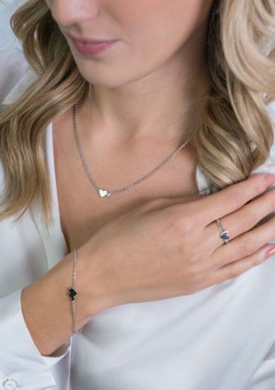 ZINZI zilveren ketting met hartjes zirconia's/zilver 42-45cm ZIC2137