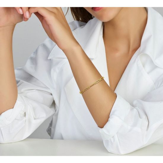 Gouden armband paperclip 19cm 