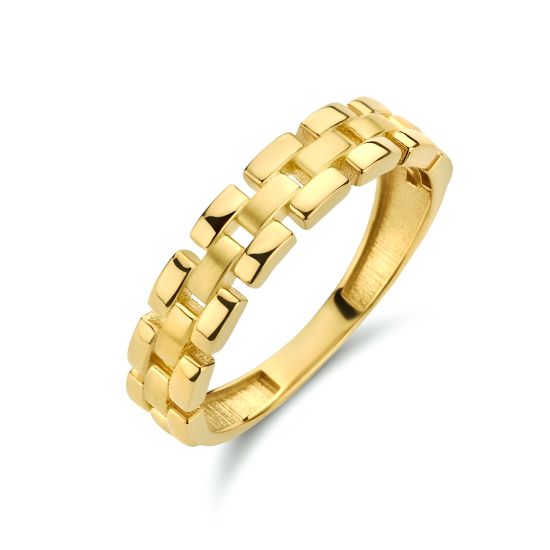 Gouden ring schakel mat/glans mt17.25 4024607