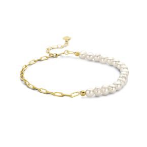 Armband paperclip en parels 2,3 mm 17 + 3 cm