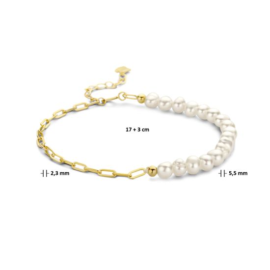 Armband paperclip en parels 2,3 mm 17 + 3 cm