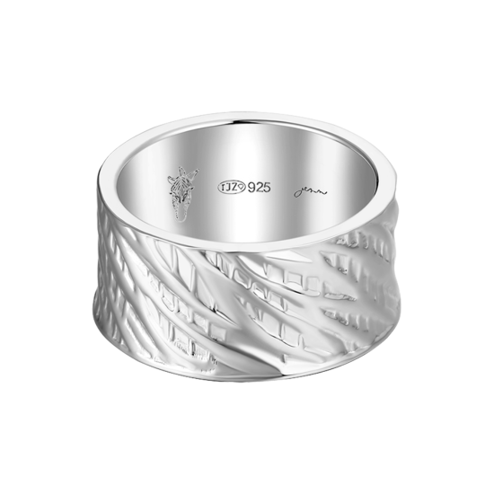 Leave. BRZ-1453-08-20. Zilveren basisring leave 8mm.