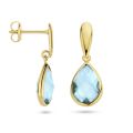 Gouden oorhangers druppel blauw topaas 4025539