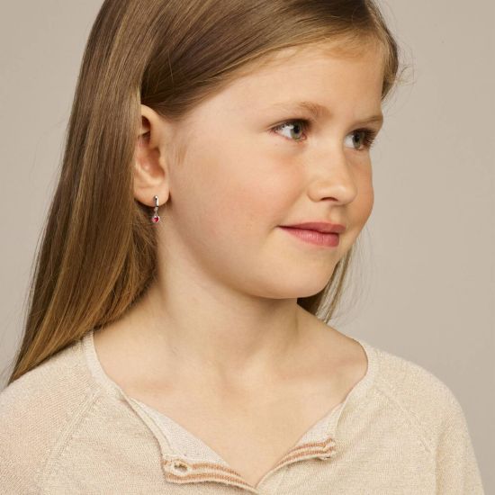 Zilveren oorringen hart rose 1336086