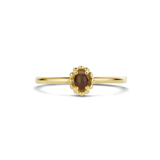 Gouden ring bruin cats eye mt 52 1225YCB/52