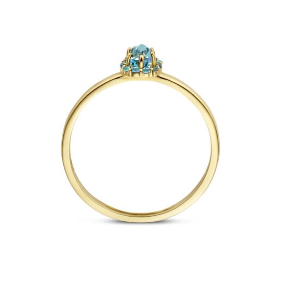 Gouden ring london blauwtopaas mt 54 1226YLB/54