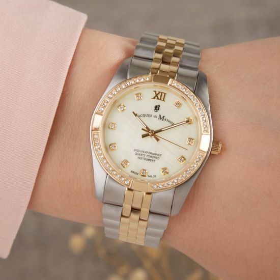 JdM horloge dames staal/geel zirk JWL02002