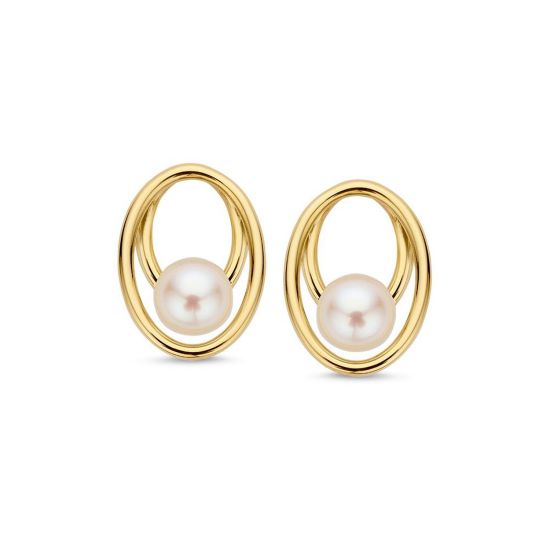 Gouden oorstekers zoetwaterparel OB137520