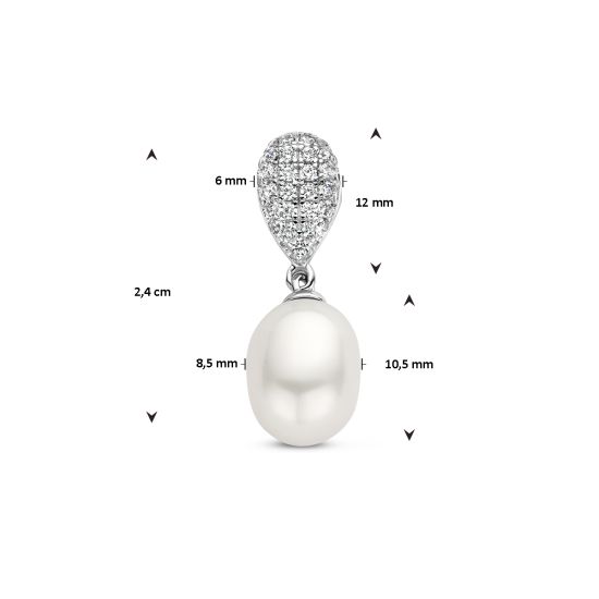 Zilveren Hanger zoetwater parel en zirkonia