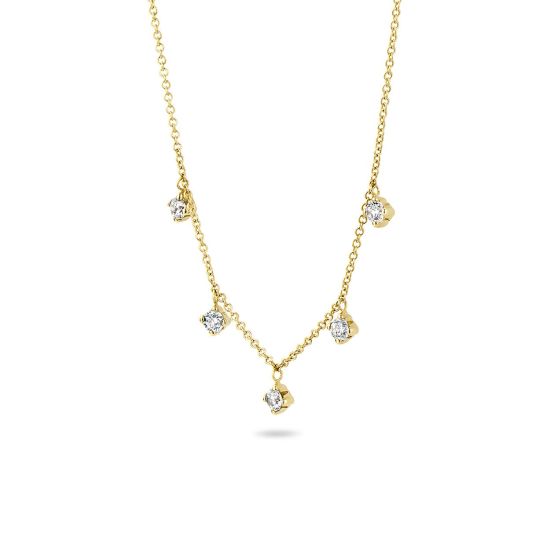 Gouden collier 5xzirkonia 3157YZI