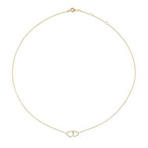 Gouden collier 2 hartjes JKN23049