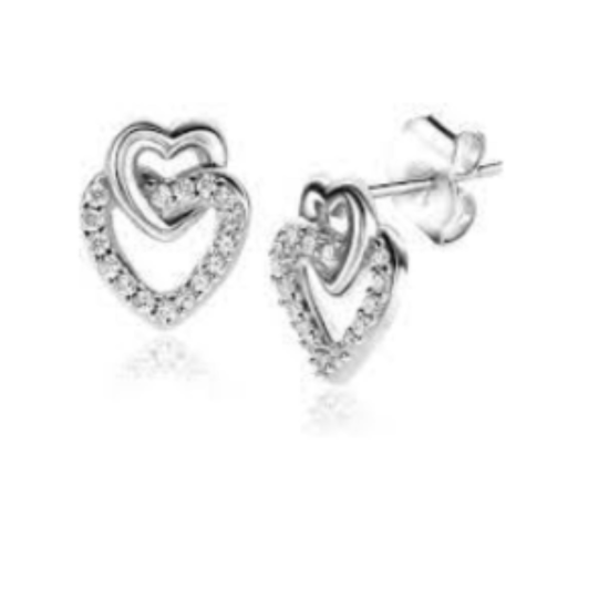 Zilveren oorstekers 2x hartje zirkonia ZIO2493