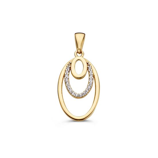 Gouden hanger ovaal zirkonia HM127771