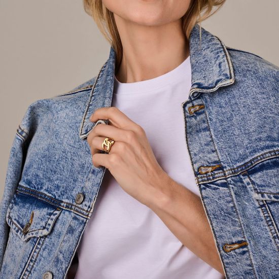 Gouden ring schakel mt17.25 4029247