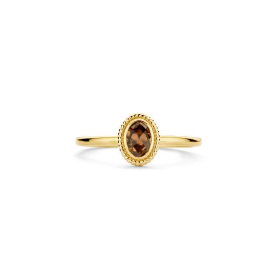 Gouden ring met parelmoer en pure kwarts mt 54 1239YBQ/54