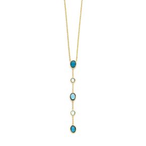 Gouden y-collier blauw topaas 45-47cm 4029935