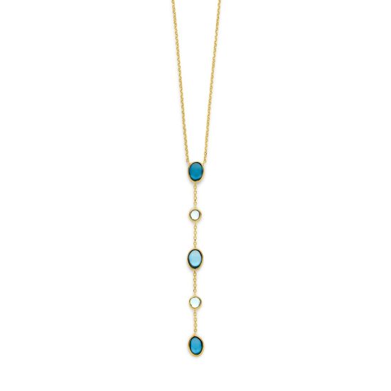 Gouden y-collier blauw topaas 45-47cm 4029935