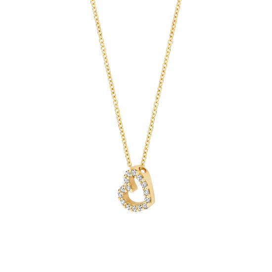 Gouden collier hartje met zirkonia 3072YZI 