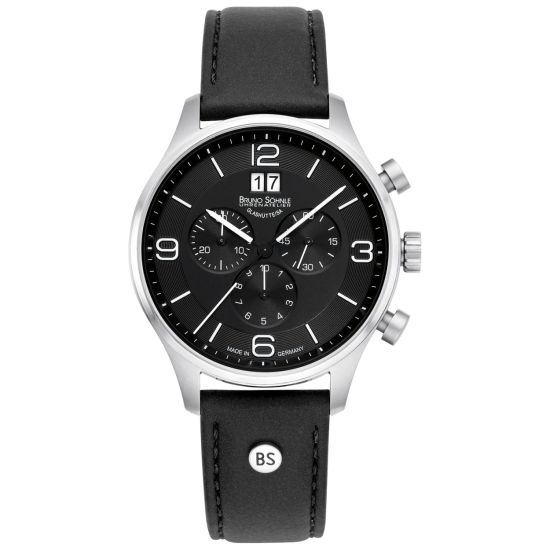 BS horloge heren staal/leer chronograaf 17-13196-721