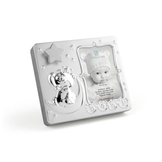 Fotolijst Baby 9x13 cm, met muziek, verzilverd gelakt